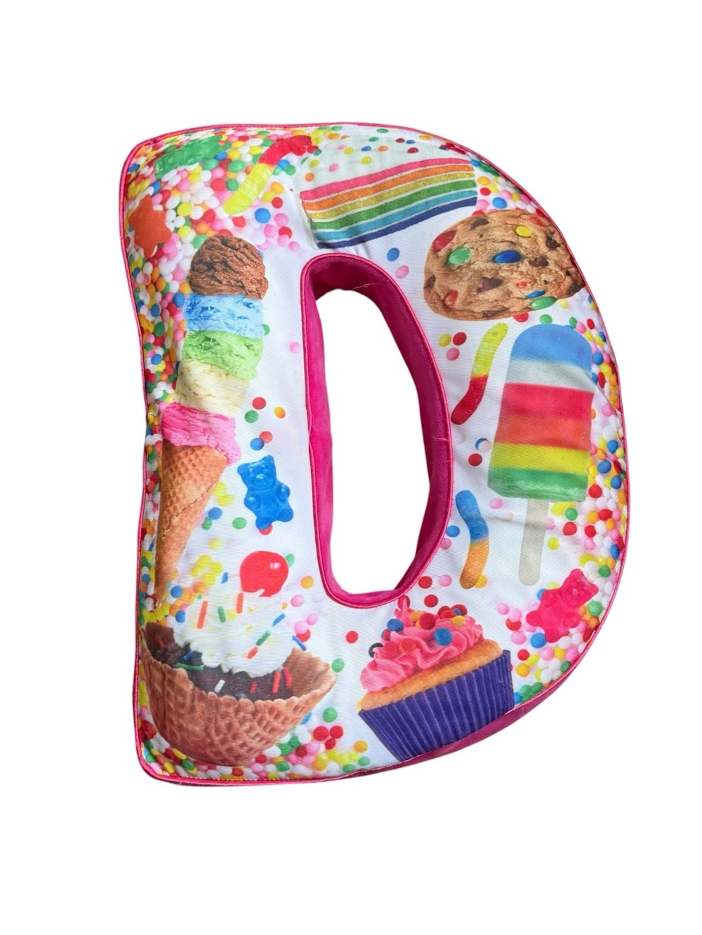 4/$25 Iscream D Initial Microbead Pillow Pink Candy Ice Cream Cookie Cupcake